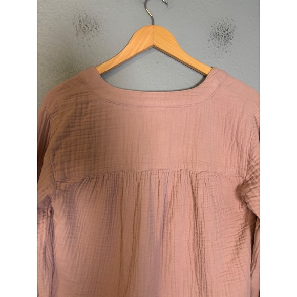 Madewell Lightspun Evert Long Sleeve Henley Top Wisteria Dove Pink Size Small - Picture 7 of 11